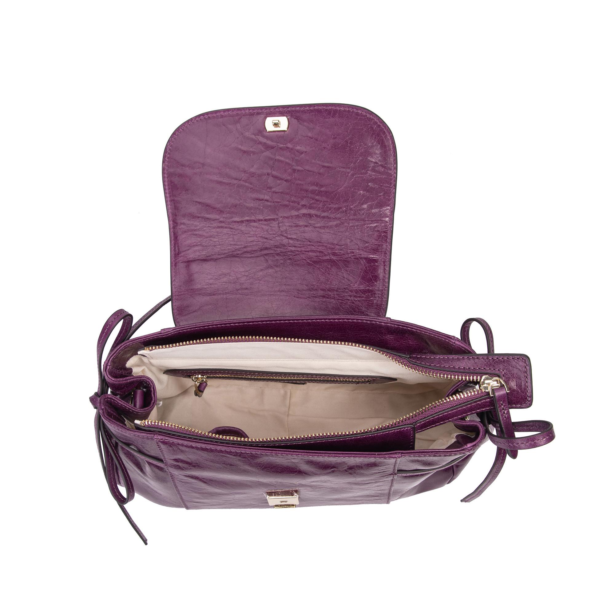 Kate Lee  Sac shopping M India avec poignée en cuir glaçé  violet 