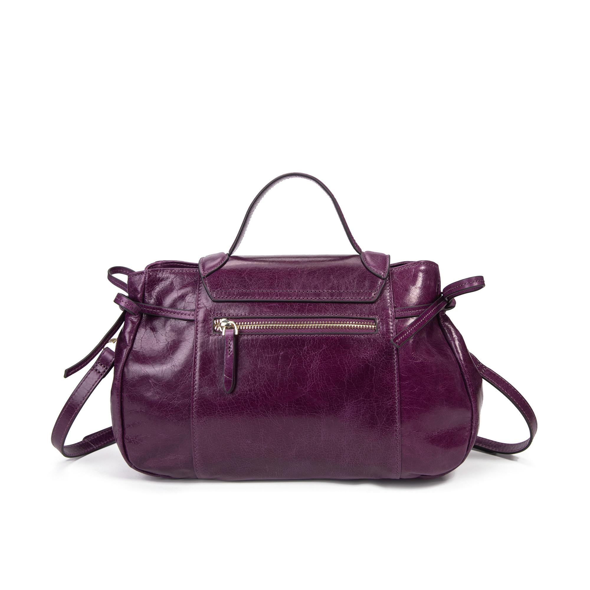 Kate Lee  Sac shopping M India avec poignée en cuir glaçé  violet 