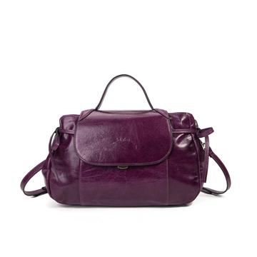 Sac shopping M India avec poignée en cuir glaçé  violet