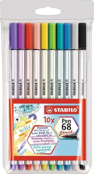 STABILO STABILO Fasermaler Pen 68 Brush 568/10-11 ass. 10 Stück  