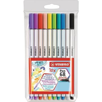 STABILO Fasermaler Pen 68 Brush 568/10-11 ass. 10 Stück