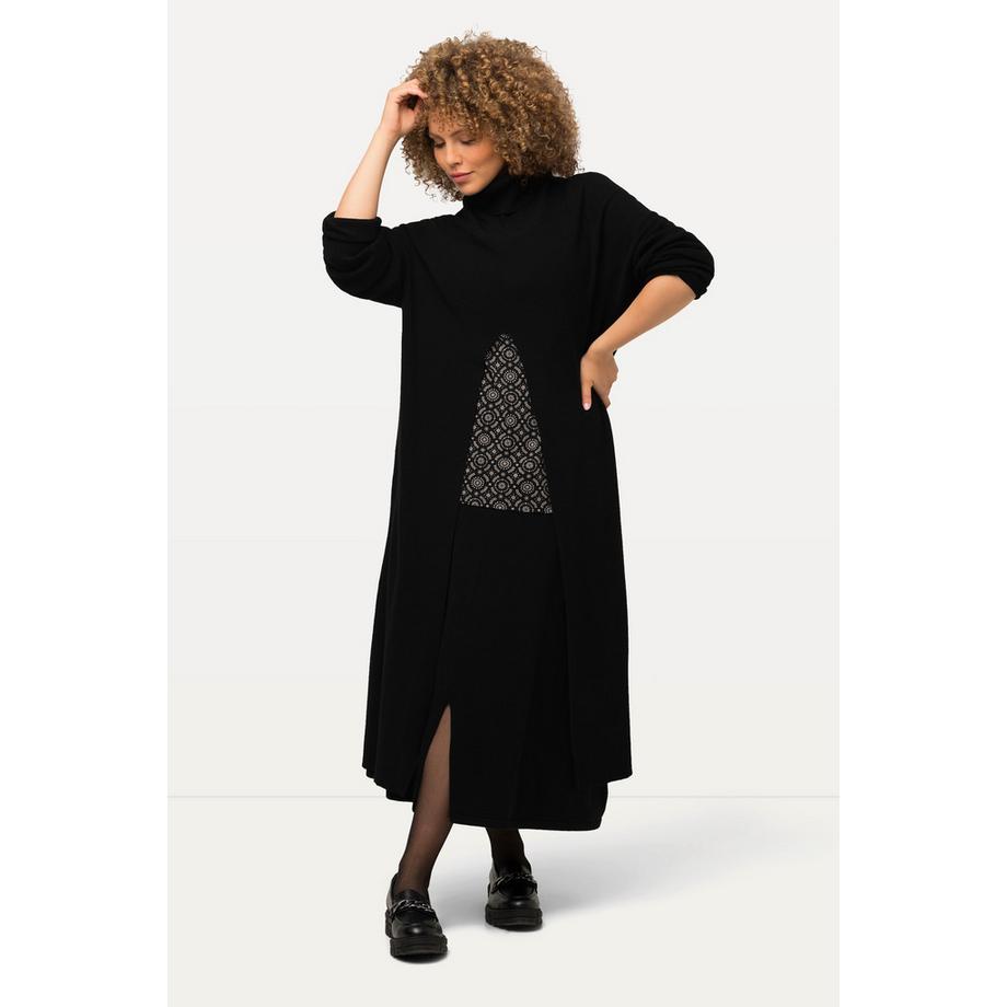 Ulla Popken Long A-Linie Stehkragen Langarm Pullover  