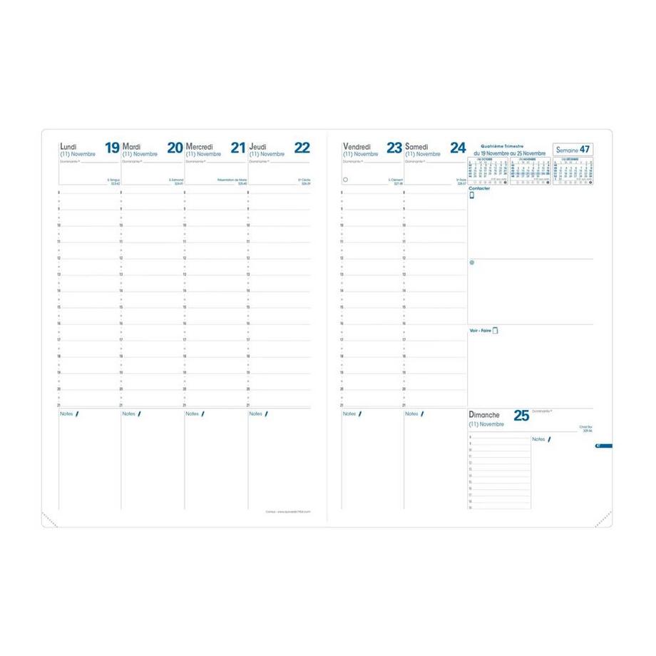 QUO-VADIS Quo Vadis - Agenda - 2025 - Consul - Semainier Planning - Français - Club - Rouge - 13 mois de décembre à décembre - 21x29,7 cm - Papier Clairefontaine blanc - Fabrication française  