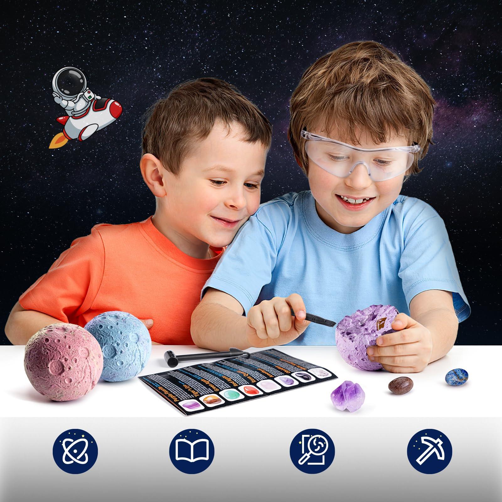 Activity-board  Ausgrabungsset für Kinder, natürliche Edelsteine und Kristalle, Mineralsteine, Mond-Schatzsuche Spielzeug, Sonnensystem, Planeten 