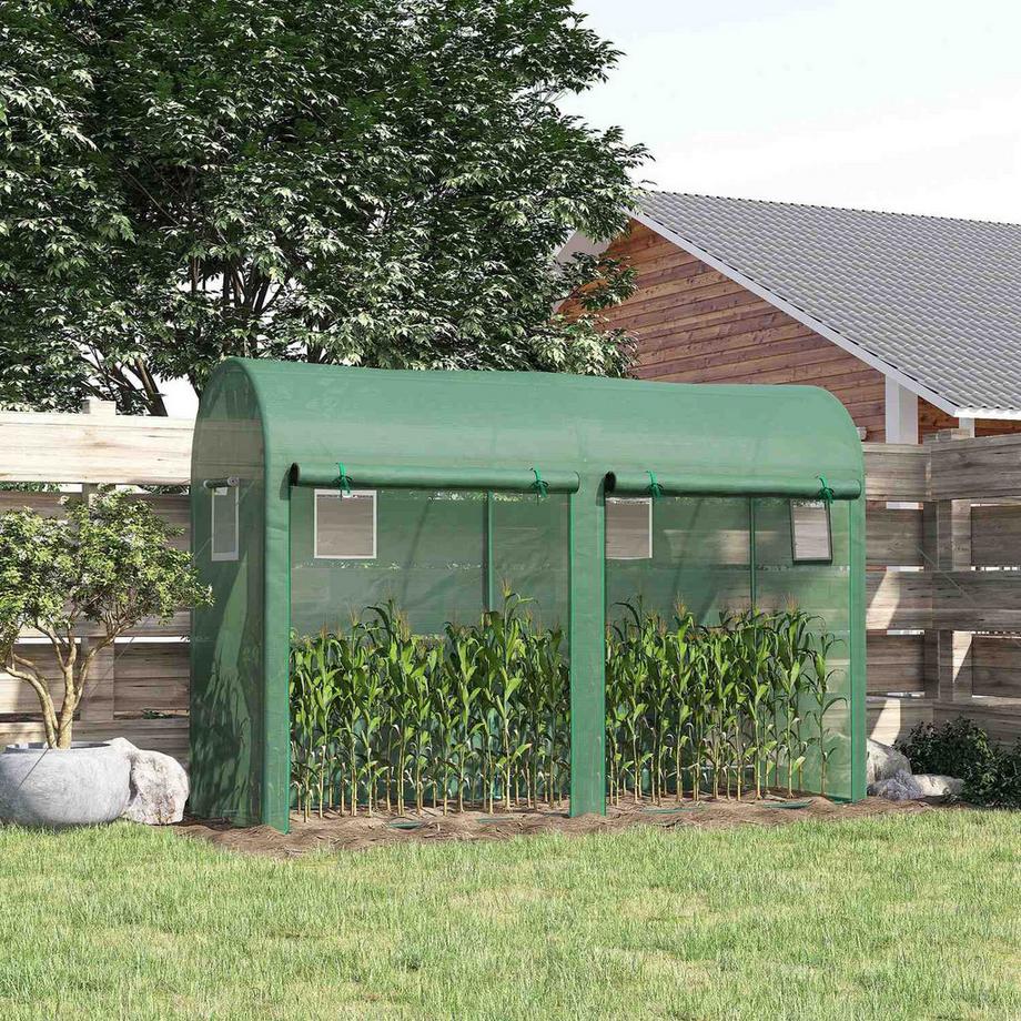Northio Serre en aluminium serre à tomates 300 x 100 x 200 cm avec 4 fenêtres et 2 portes en plastique PE et acier, idéale pour le jardin  