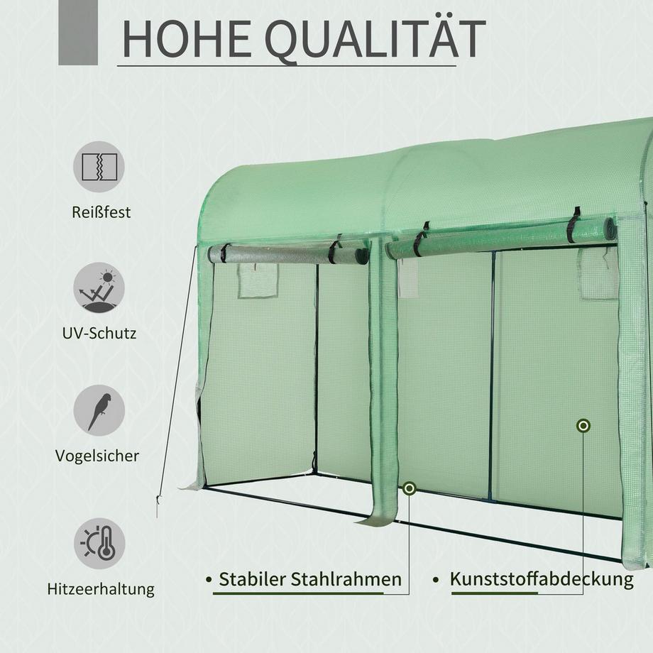 Northio Serre en aluminium serre à tomates 300 x 100 x 200 cm avec 4 fenêtres et 2 portes en plastique PE et acier, idéale pour le jardin  