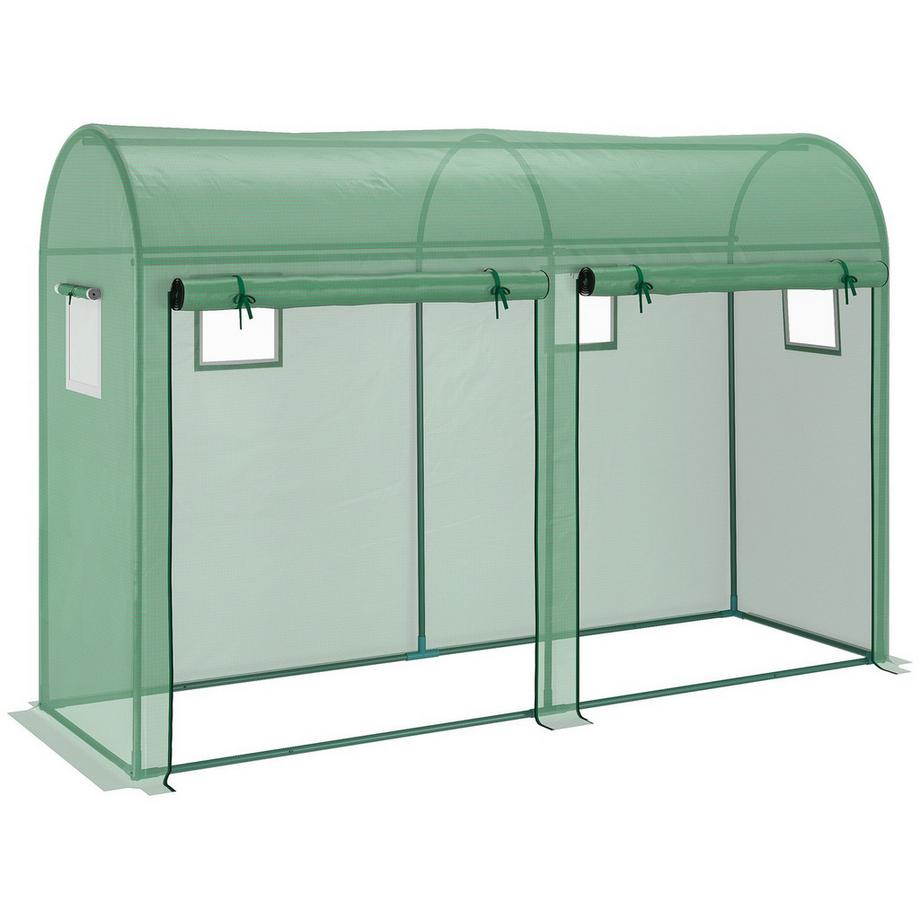 Serre en aluminium serre à tomates 300 x 100 x 200 cm avec 4 fenêtres et 2 portes en plastique PE et acier, idéale pour le jardin