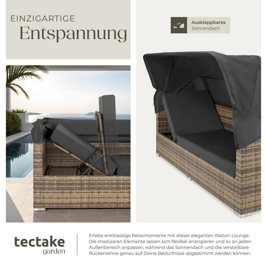 Tectake Salottino Lounge in rattan  San Marino con telaio in alluminio  