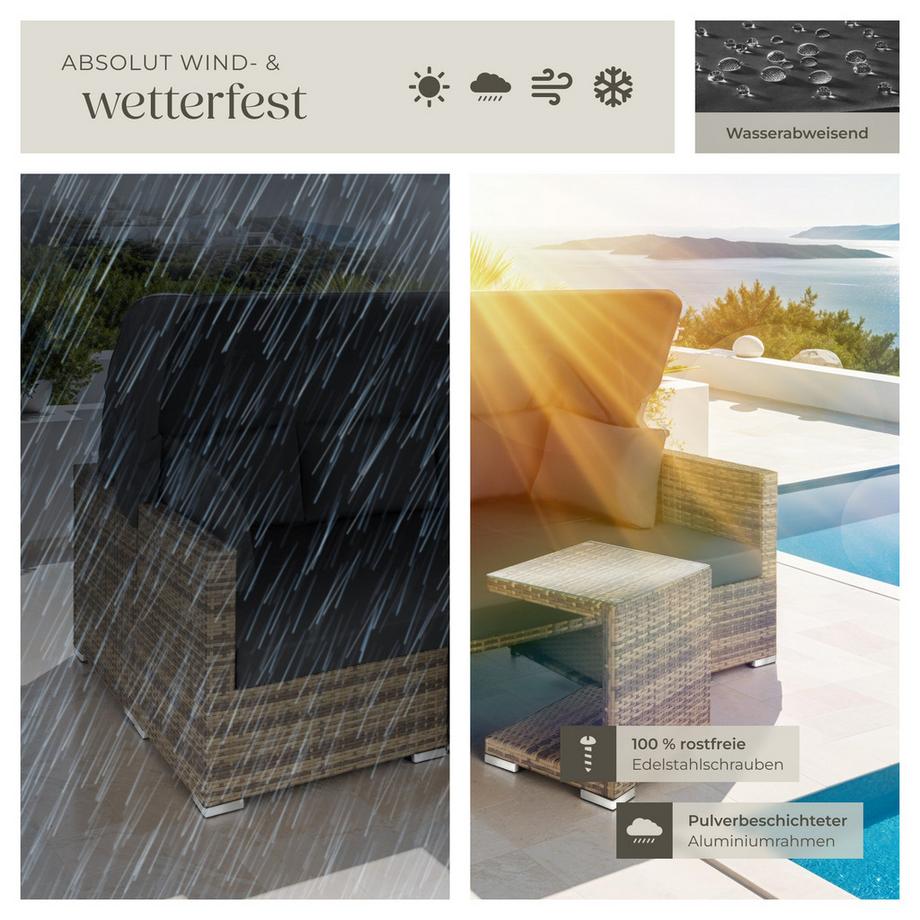 Tectake Lounge in rattan e alluminio San Marino resistente alle intemperie e ai raggi UV  