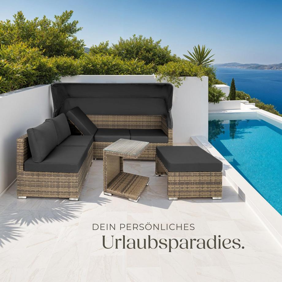 Tectake Lounge in rattan e alluminio San Marino resistente alle intemperie e ai raggi UV  