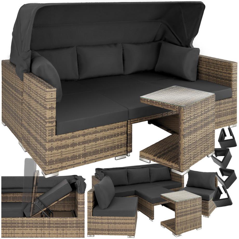 Rattan Lounge San Marino mit Aluminiumgestell für 5 bis 6 Personen