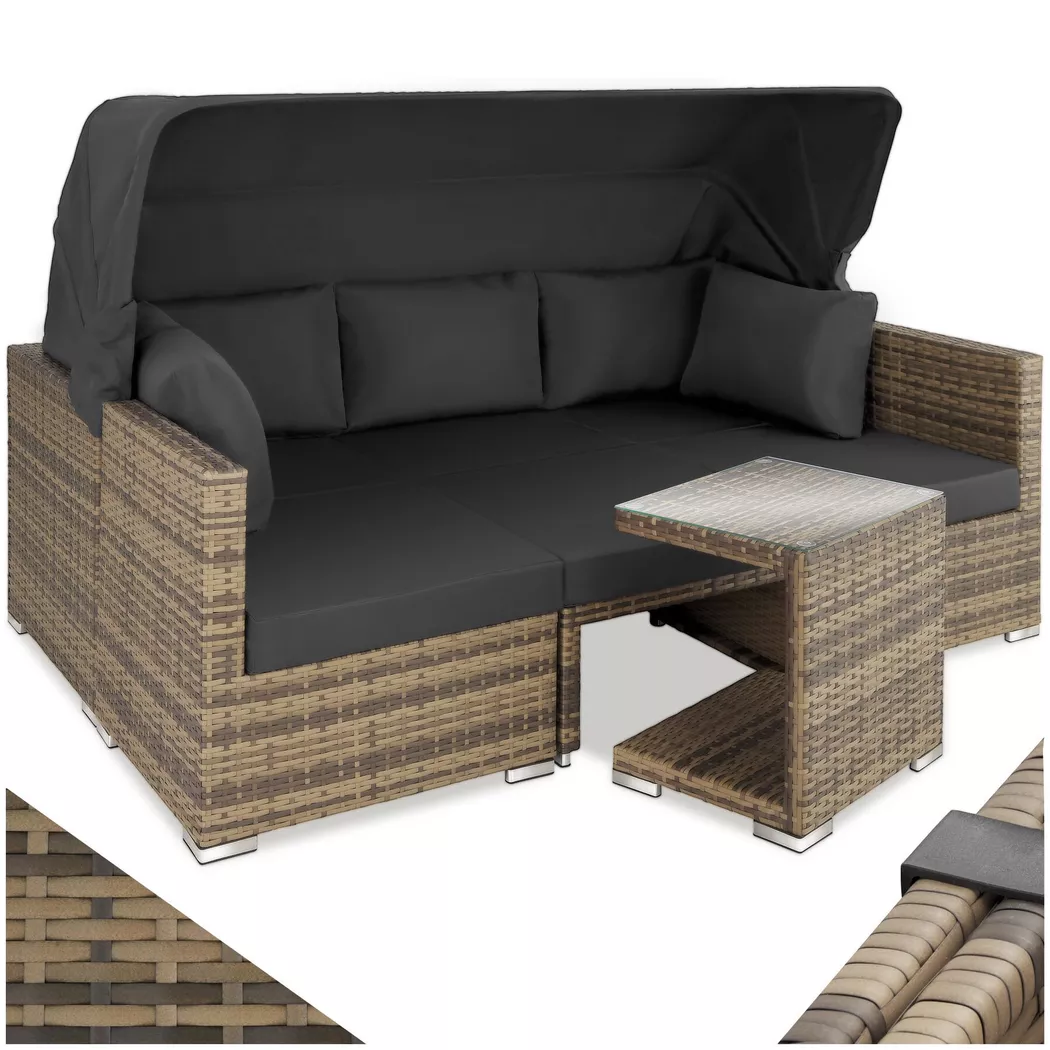 Tectake - Salon en rotin et aluminium San Marino résistant aux intempéries et aux UV, One Size, Marron