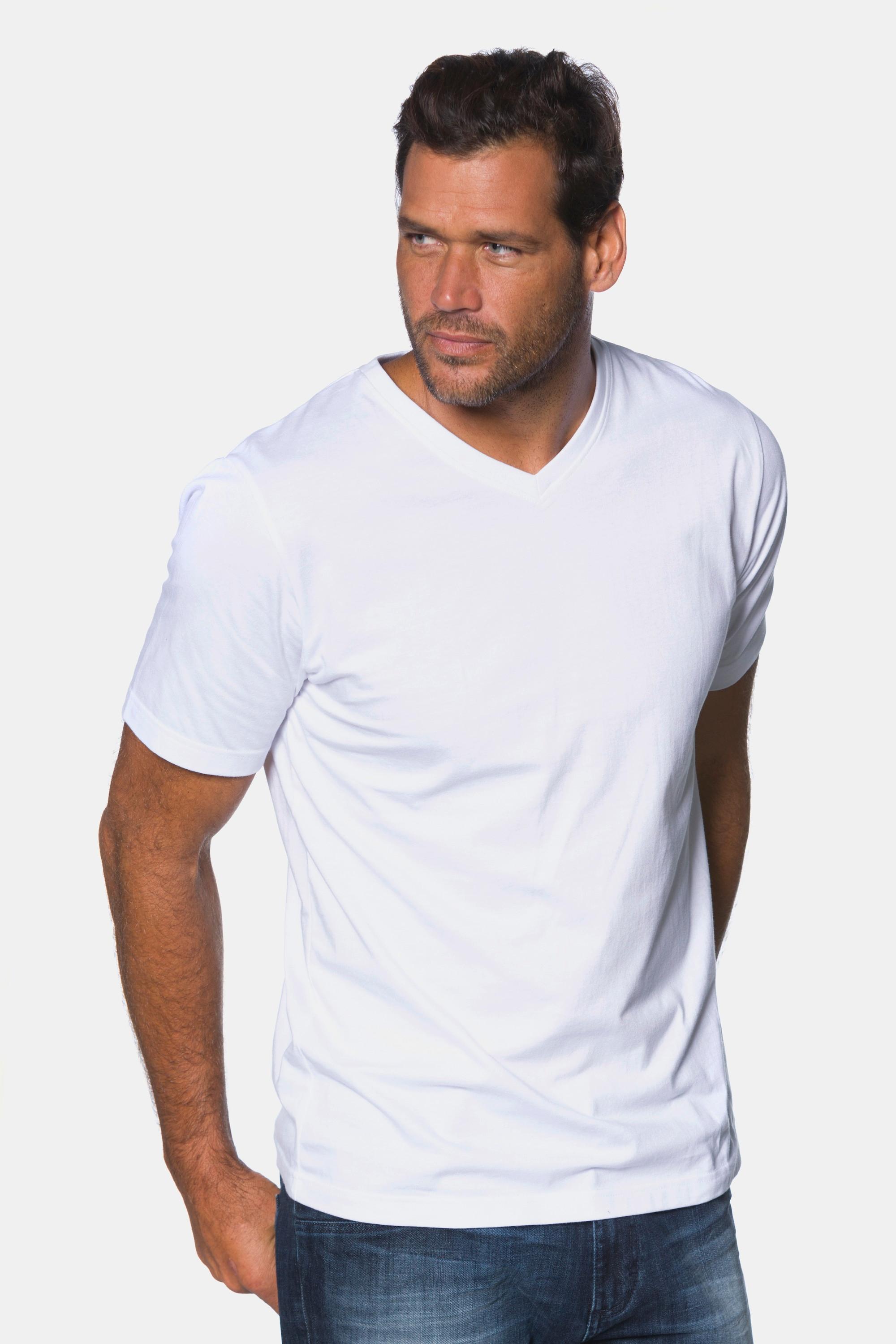 JP1880  T-shirt basic con scollo a V bianco neve 