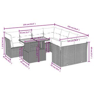 VidaXL Ensemble de canapés de jardin rotin synthétique  