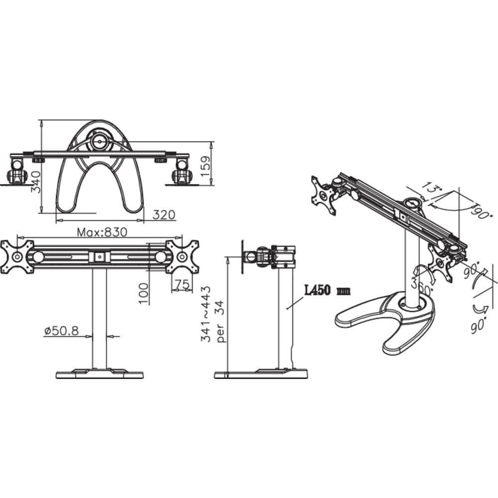 Neomounts by Newstar  Support 2 écrans 19 à 27″ (48 à 69 cm) NewStar 