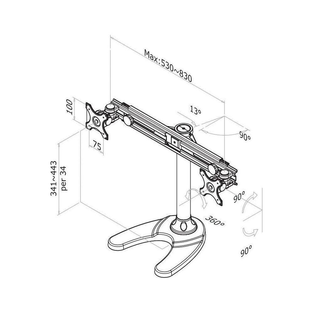 Neomounts by Newstar  2 vie Piedistallo per monitor 48,3 cm (19) - 76,2 cm (30) Regolabile in altezza, Inclin 