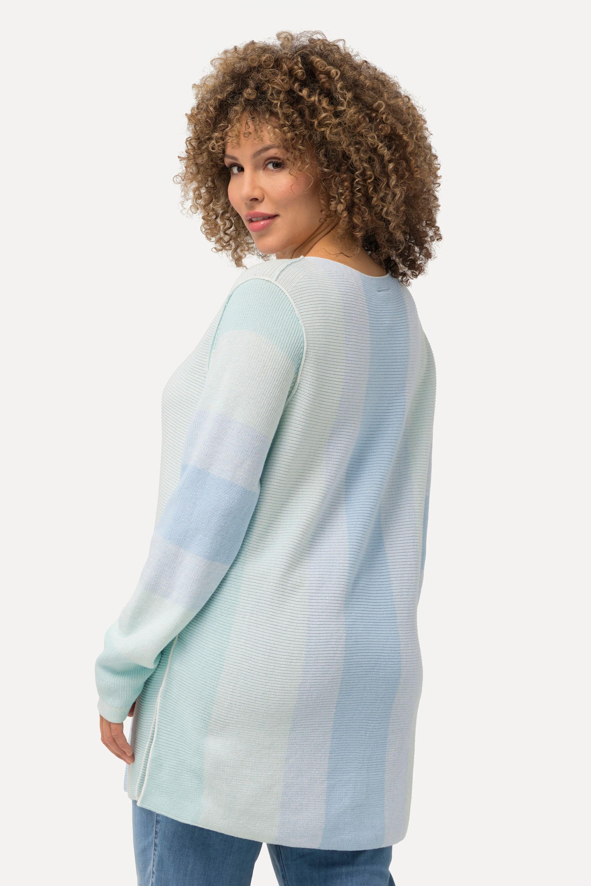 Ulla Popken  Pullover, Streifen, Rundhalsausschnitt, Langarm 