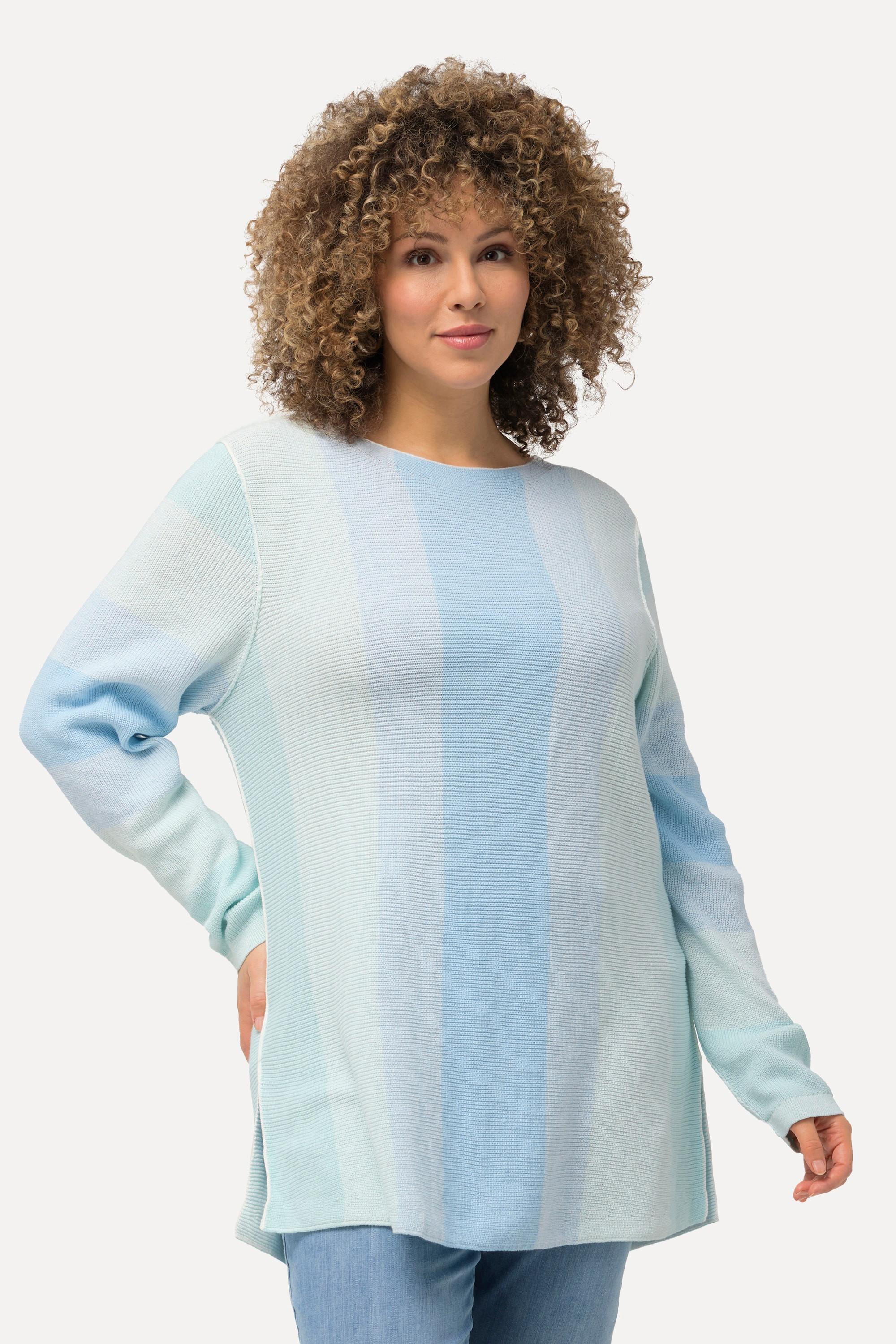 Ulla Popken  Pullover, Streifen, Rundhalsausschnitt, Langarm 