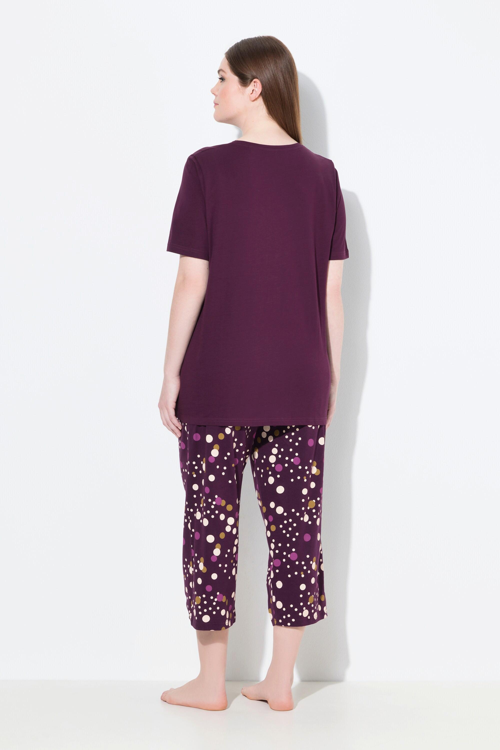 Ulla Popken Pigiama Pallini Scollo a V Maniche Lunghe  