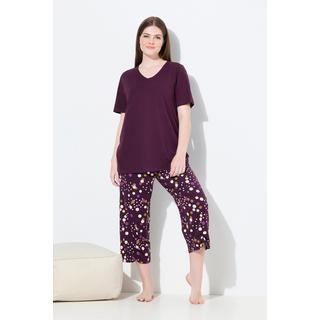 Ulla Popken Pigiama Pallini Scollo a V Maniche Lunghe  