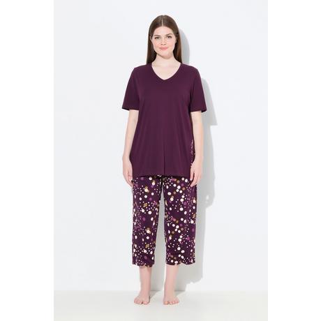 Ulla Popken Pigiama Pallini Scollo a V Maniche Lunghe  