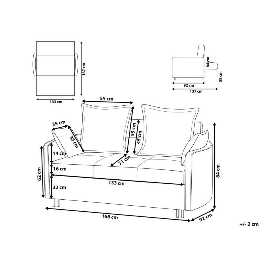 Beliani Schlafsofa aus Stoff  HOVIN  