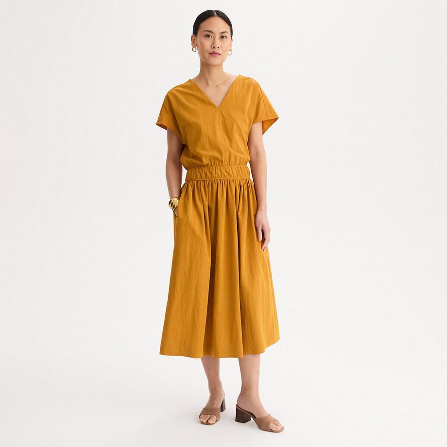 La Redoute Collections V-Ausschnitt Kurzarm Midikleid  