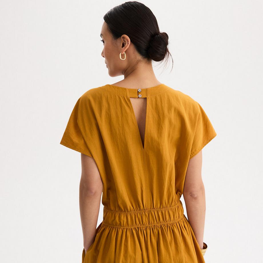 La Redoute Collections V-Ausschnitt Kurzarm Midikleid  
