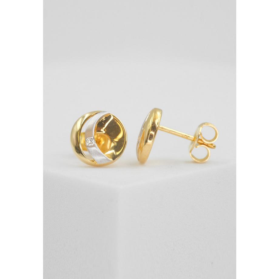 MUAU Schmuck  Clous d'oreilles or jaune 750 diamant 0,02ct. 10mm 
