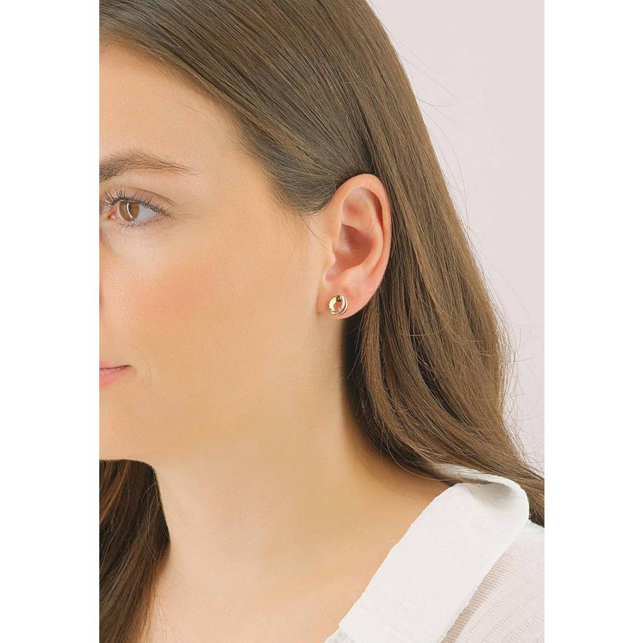 MUAU Schmuck  Clous d'oreilles or jaune 750 diamant 0,02ct. 10mm 