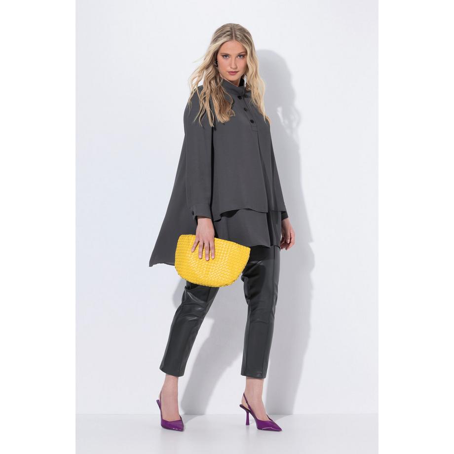 Ulla Popken Tunika Lagenoptik A-Linie Stehkragen Langarm  