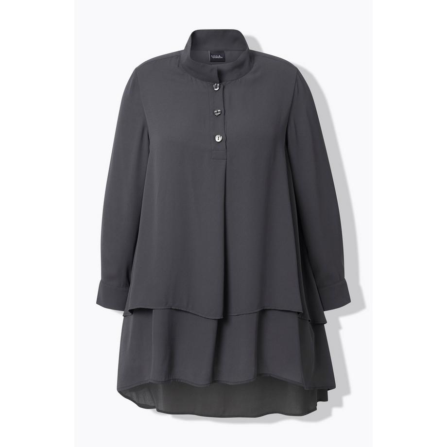 Ulla Popken Tunika Lagenoptik A-Linie Stehkragen Langarm  