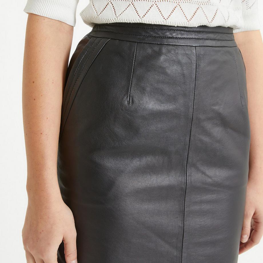 La Redoute Collections Jupe droite en cuir  