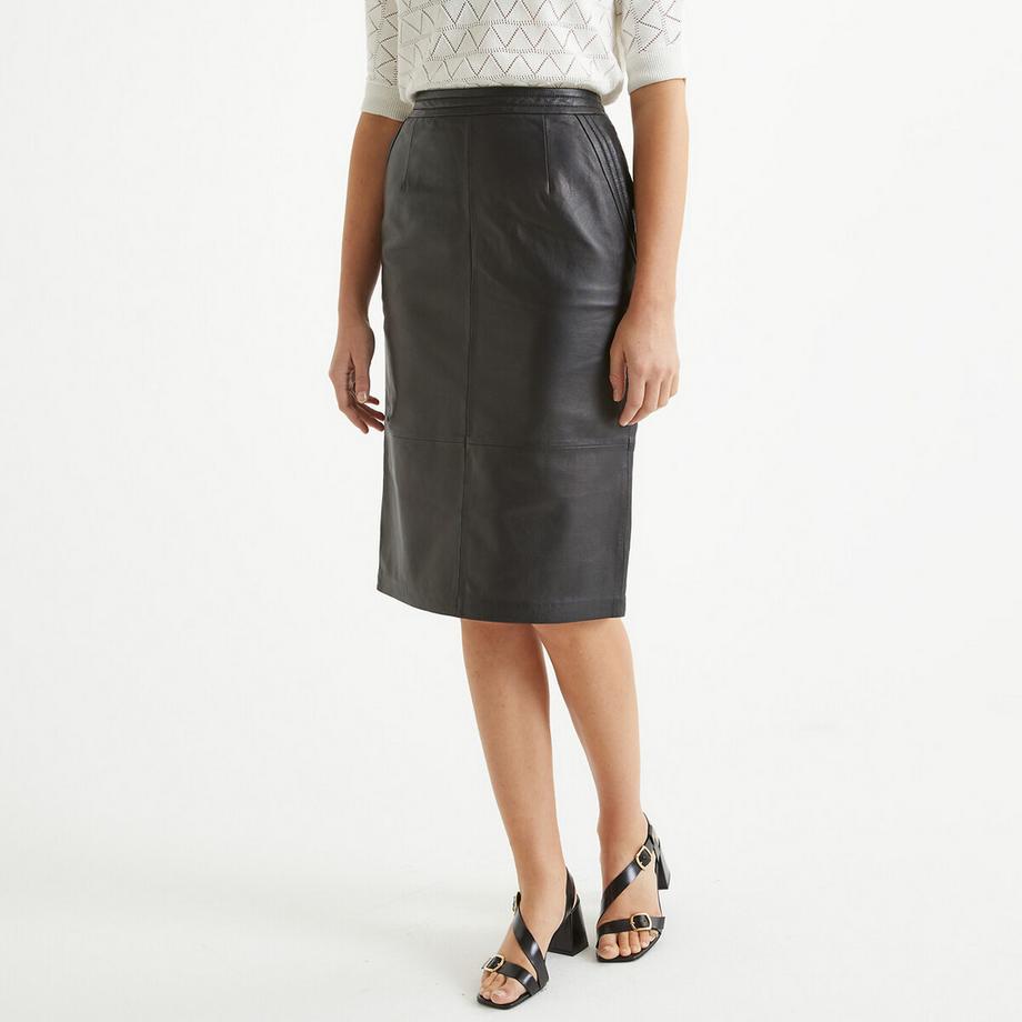 La Redoute Collections Jupe droite en cuir  