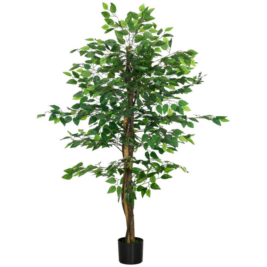 Pianta Artificiale, Pianta Artificiale da 150 cm con fioriera, Muschio Artificiale, Albero Artificiale Ficus Artificiale, Pianta d'appartamento per Soggiorno, Verde