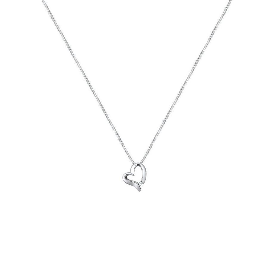 Elli  Collier Pendentif Coeur Courbé Avec Diamant (0.015 Ct.) 