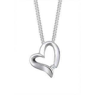 Elli  Collier Pendentif Coeur Courbé Avec Diamant (0.015 Ct.) 