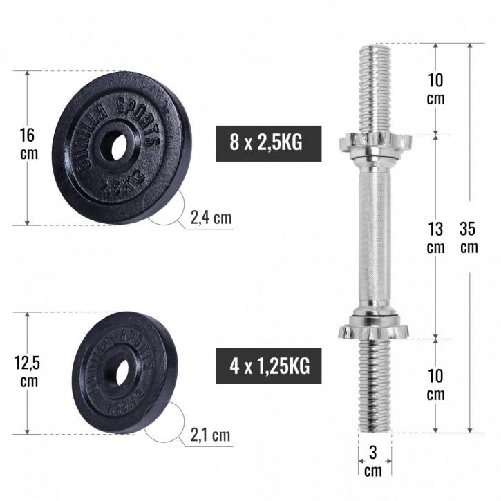 Gorilla Sports  Kurzhantelset Hantelset 30 kg 