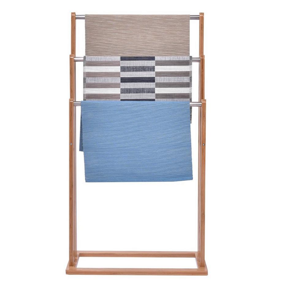 Northio  Handtuchhalter Handtuchständer Standhandtuchhalter 3 Stangen Freistehend Bambus 