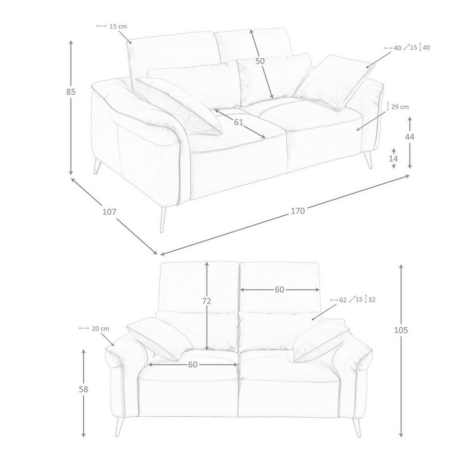 ANGEL CERDA Canapé 2 places en cuir marron  