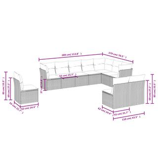 VidaXL Ensemble de canapés de jardin rotin synthétique  