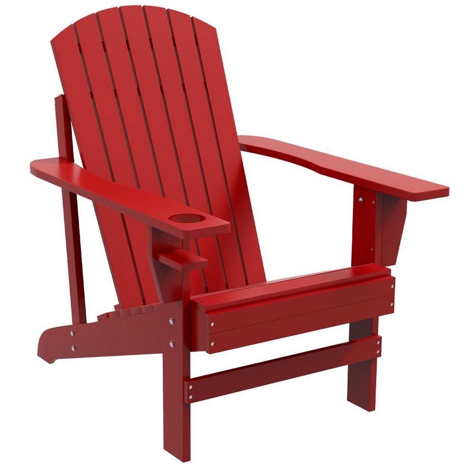 Adirondack-Gartenstuhl Mit Becherhalter Gartenliege Balkonstuhl Massivholz Rot 72 X 94 X 93 Cm