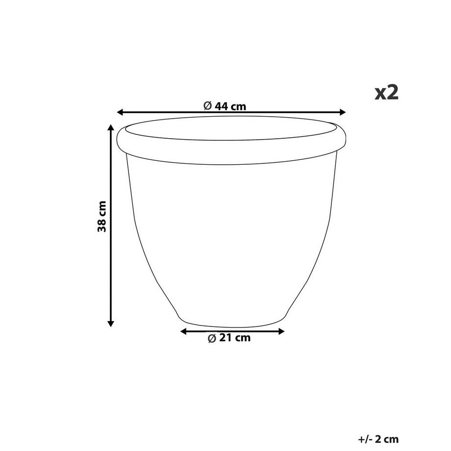 Beliani Set di 2 vasi per piante en Fibra d'argilla Glamour TESALIA  