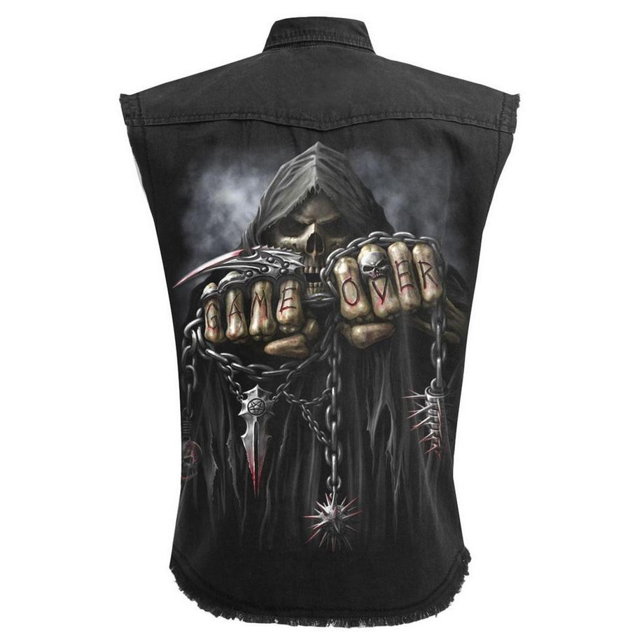 Spiral Camicia Senza Maniche Game Over con Stampa Posteriore  