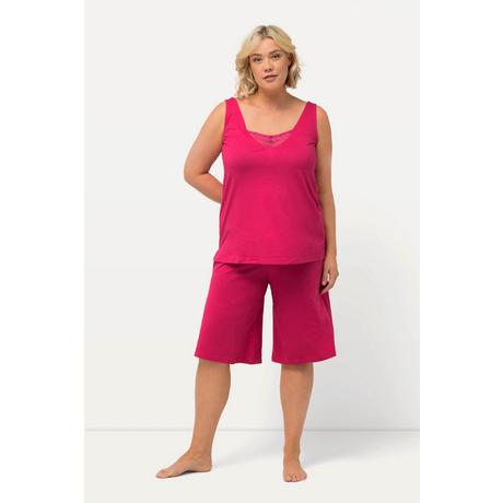 Ulla Popken  Kurzpyjama, Spitze, V-Ausschnitt, ärmellos, Shorts 