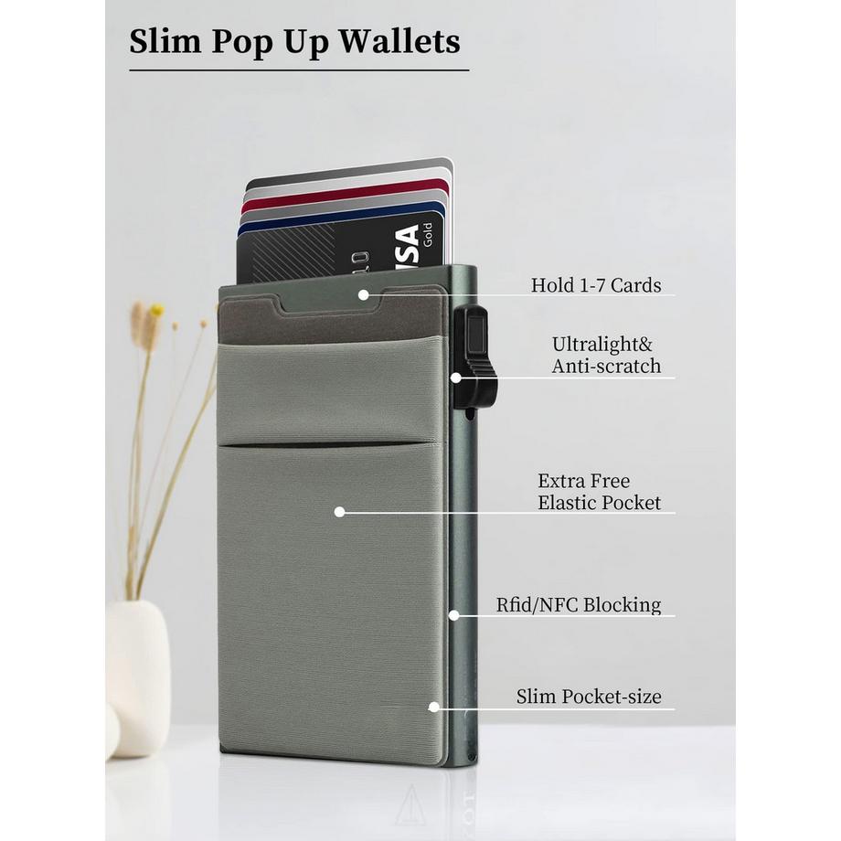 Only-bags.store Minimalistische Pop Up Brieftasche RFID Schutz Kartenhalter Münzfach  