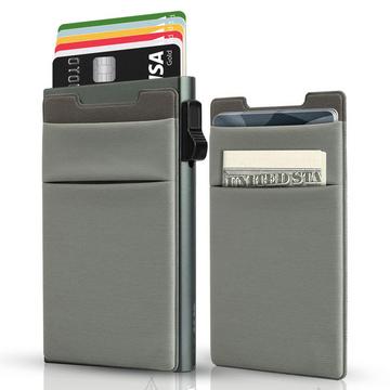 Portefeuille minimaliste - Porte-cartes avec protection RFID - Portefeuille à rabat - Porte-cartes de crédit étroit avec pochette à monnaie