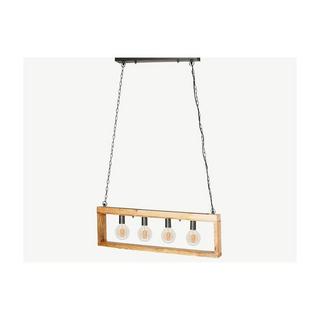 Vente-unique Suspension style industriel caisse rectangulaire en bois OLIUS bois métal 4 lampes 30naturel  