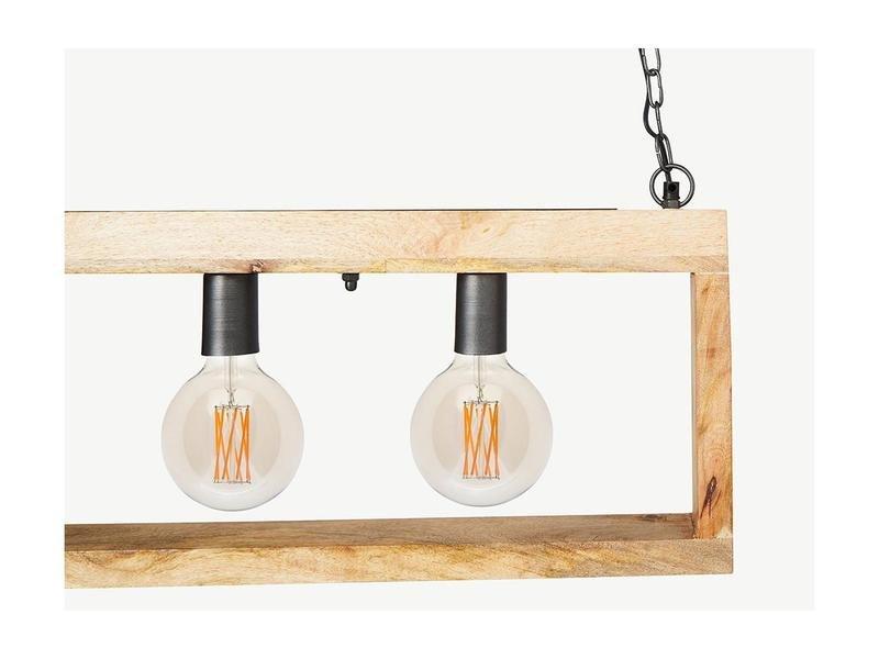 Vente-unique Suspension style industriel caisse rectangulaire en bois OLIUS bois métal 4 lampes 30naturel  