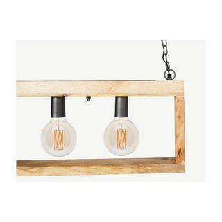 Vente-unique Suspension style industriel caisse rectangulaire en bois OLIUS bois métal 4 lampes 30naturel  